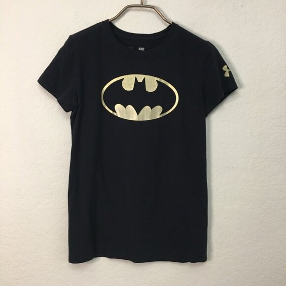 Under Armour Tops - Under Armour Batman Logo Graphic T-Shirt Womens Small Petite Black Crew Neck